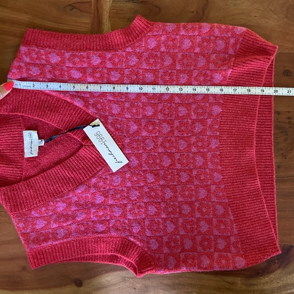 Nordstrom sweater tank top knit vest red pink heart checkerboard spring Y2K xs - Picture 14 of 16